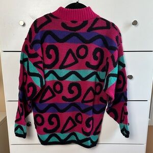 90s Vintage Colorful Geometric Pattern Sweater